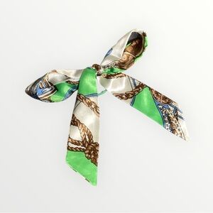 Elegant Green and White Hair Accessory Scarf
